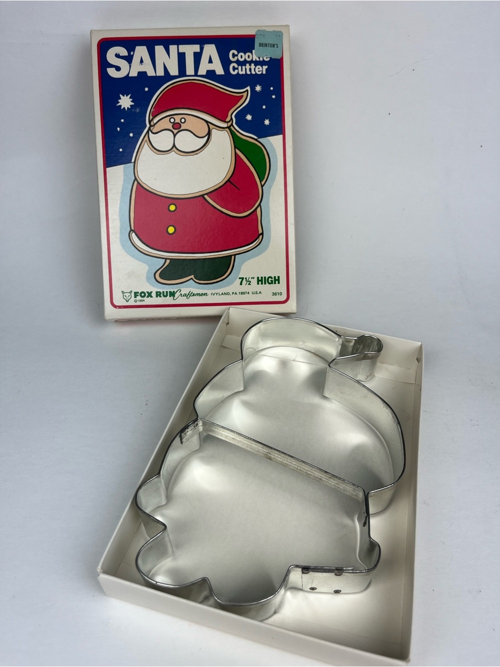 Christmas 1984 FOX RUN Cookie Cutter 7-1/2" Large Metal Santa Claus Original Box